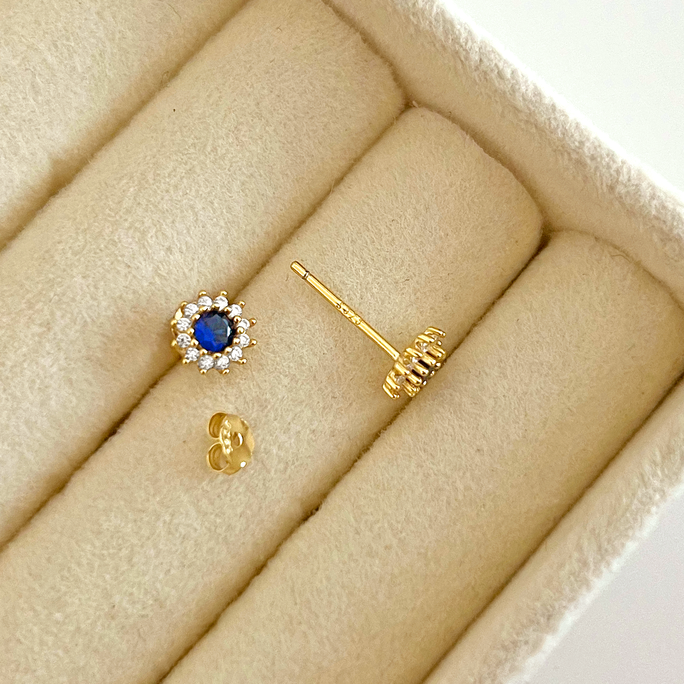 Pendiente Girasol Azul Oro