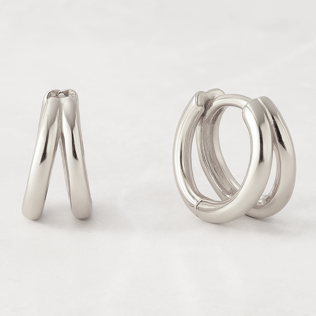 Aros Mini Dobles Plata
