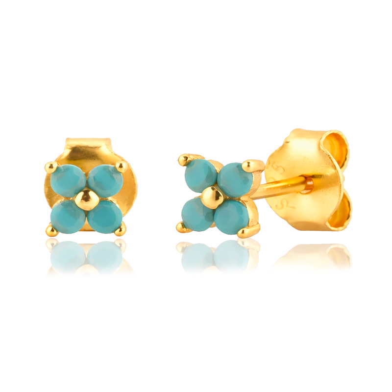 Pendientes Aguamarina Flower Oro