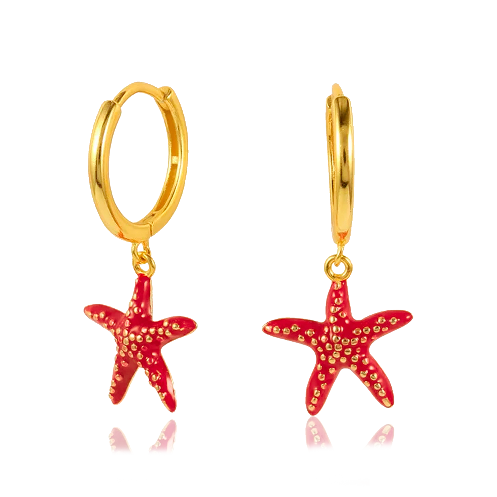 Aros Estrella De Mar Roja Oro