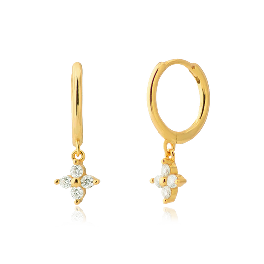 Aros White Flor Oro