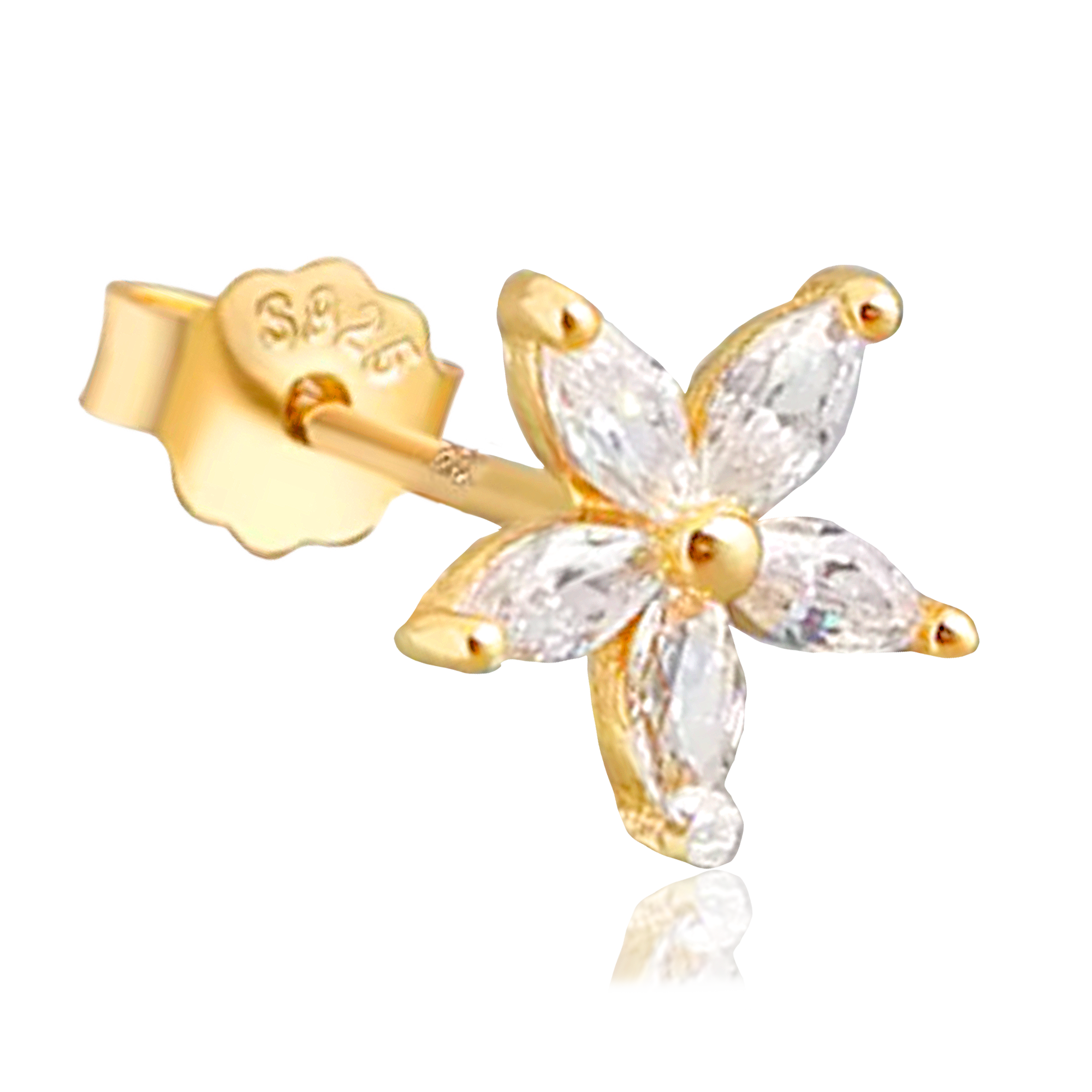 Pendiente Flor Blanca Oro