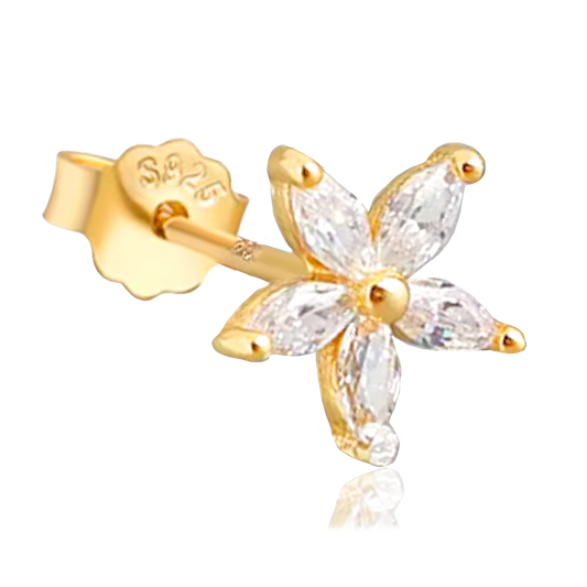 Pendiente Flor Blanca Oro