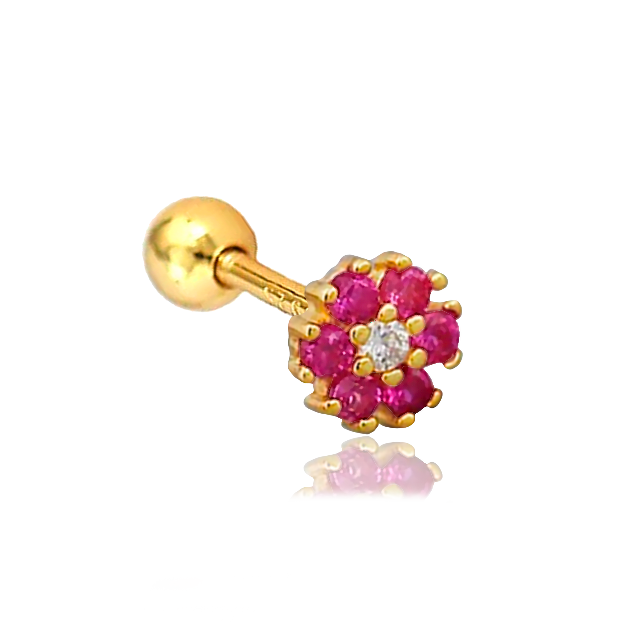 Pendiente Flor Anémona Rosa Oro