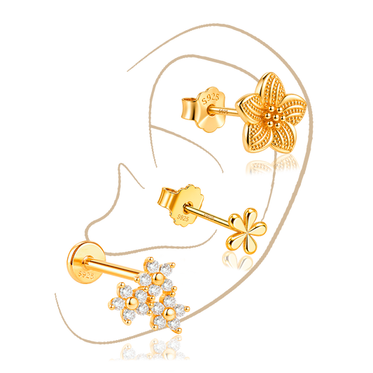 Set Bloom Oro · Plata de ley bañada en oro 18k