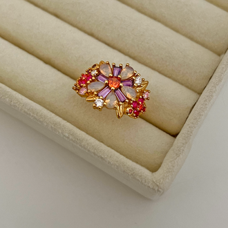 Anillo Flores de Colores Oro
