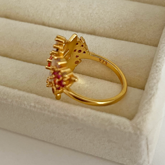 Anillo Flores de Colores Oro