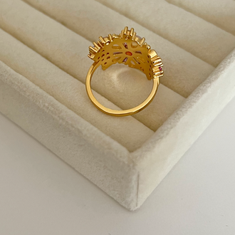 Anillo Flores de Colores Oro