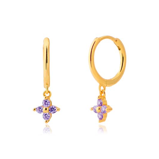 Aros Flor Lila Oro