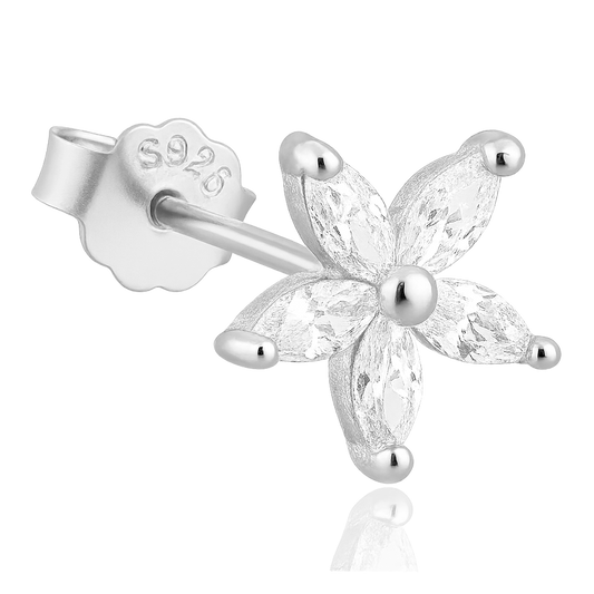 Pendiente Flor Blanca Plata