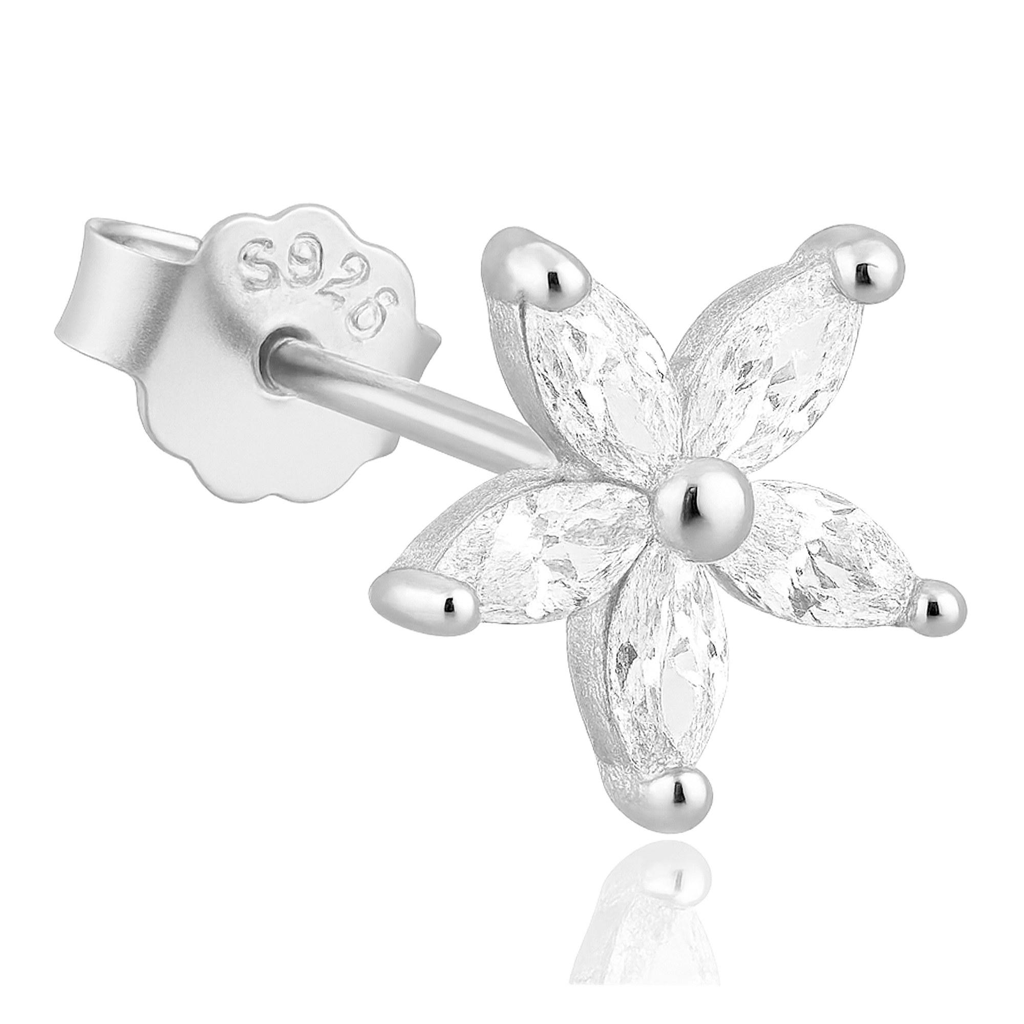 Pendiente Flor Blanca Plata