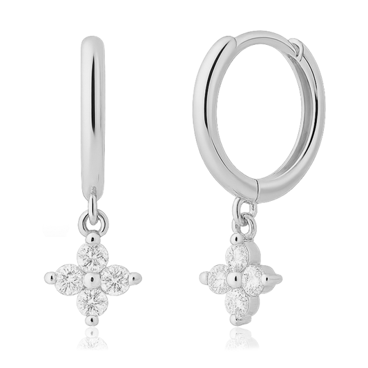 Aros White Flor Plata