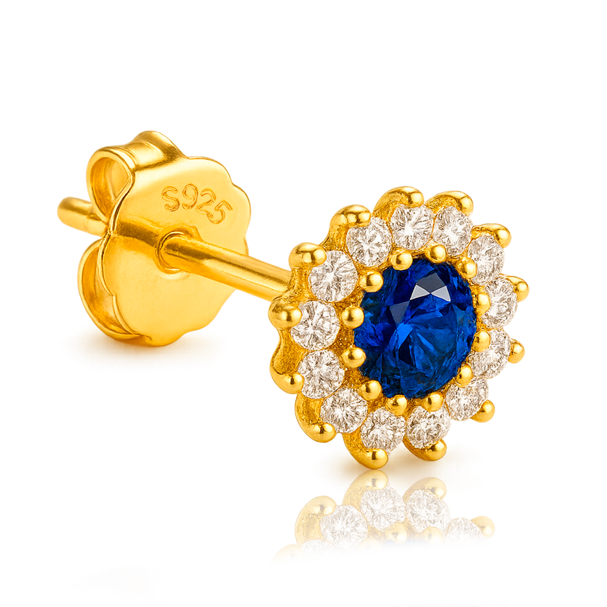 Pendiente Girasol Azul Oro