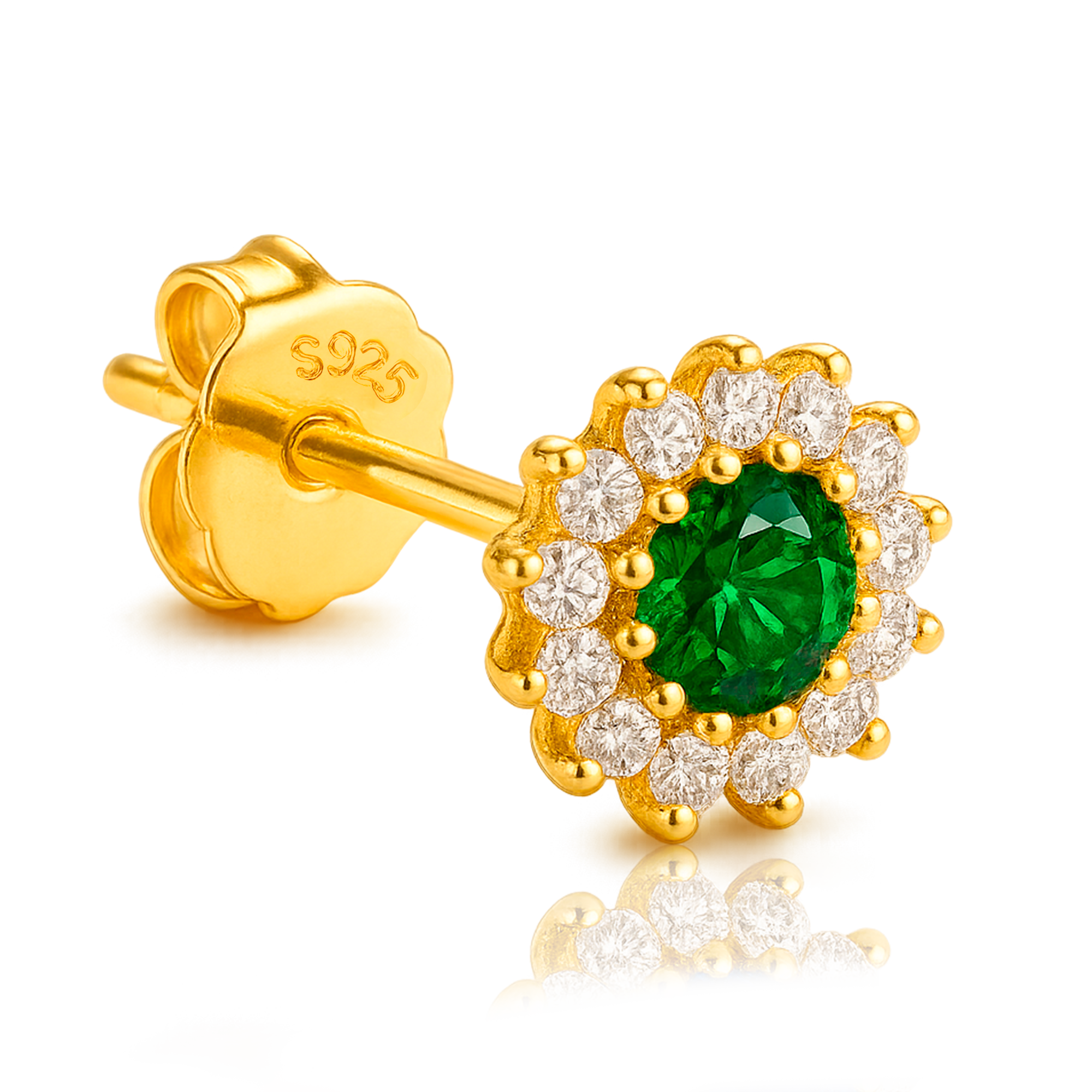 Pendiente Girasol Verde Oro