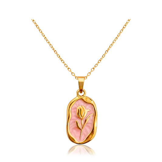 Collar Tulipán Rosa Oro