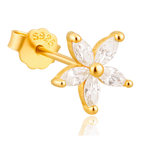 Pendiente Flor Blanca Oro