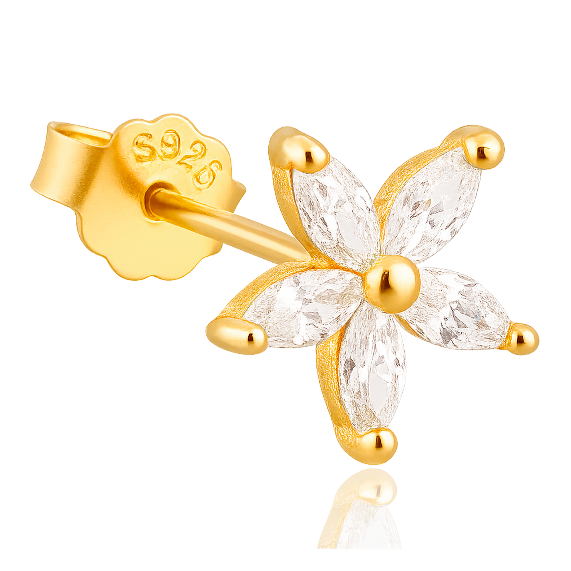 Pendiente Flor Blanca Oro