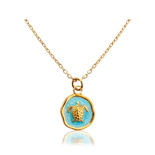 Collar Turquesa Sea Turtle Oro