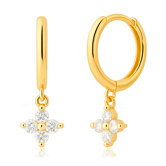 Aros White Flor Oro