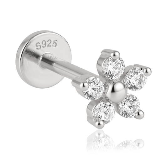 Orecchino White Daisy Argento