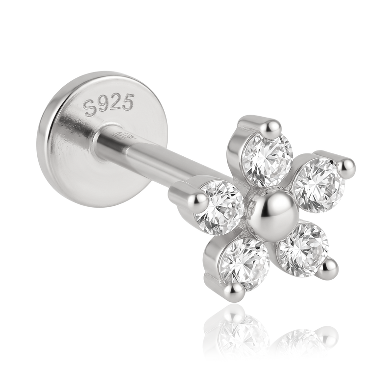 Pendiente White Daisy Plata