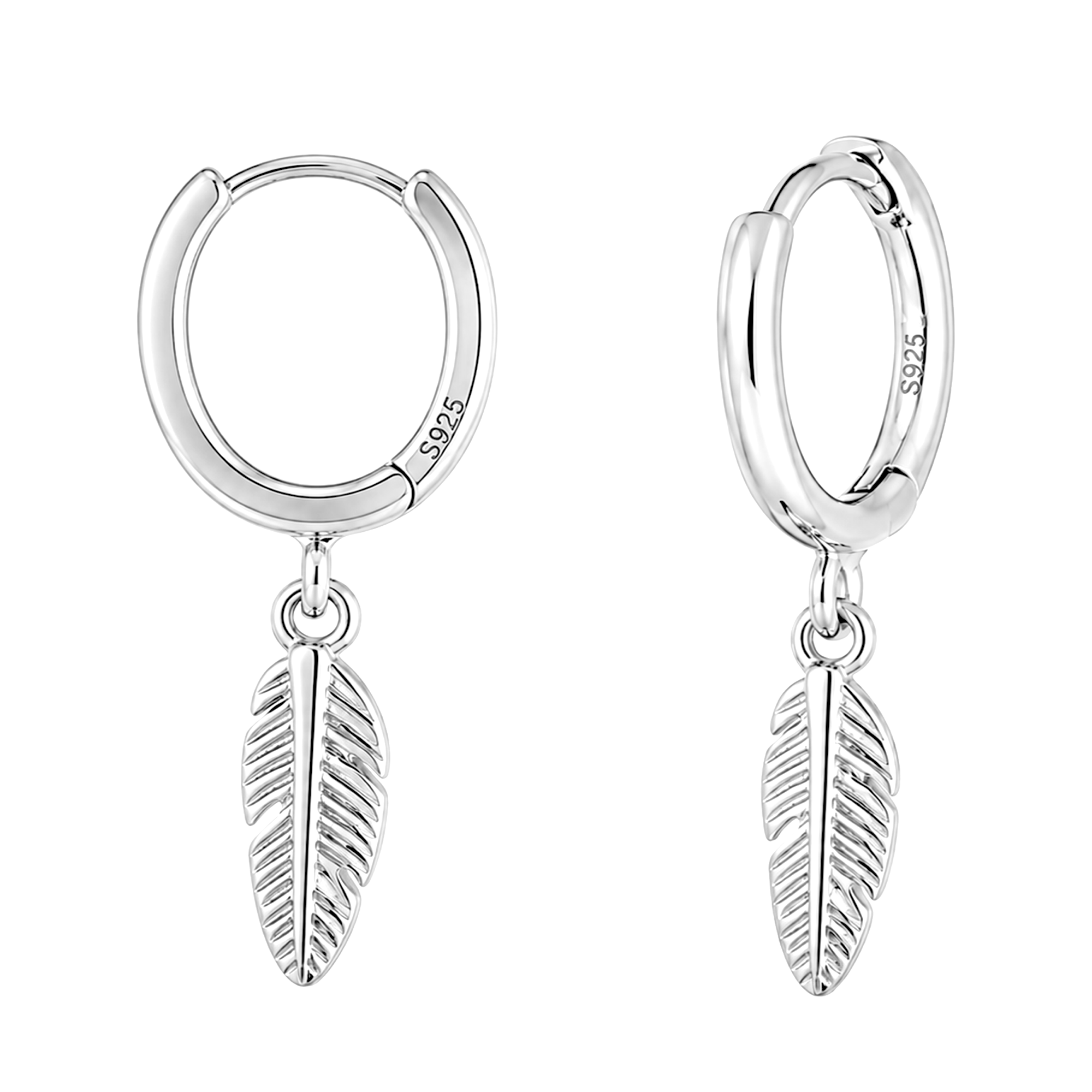 Aros Plumas Plata