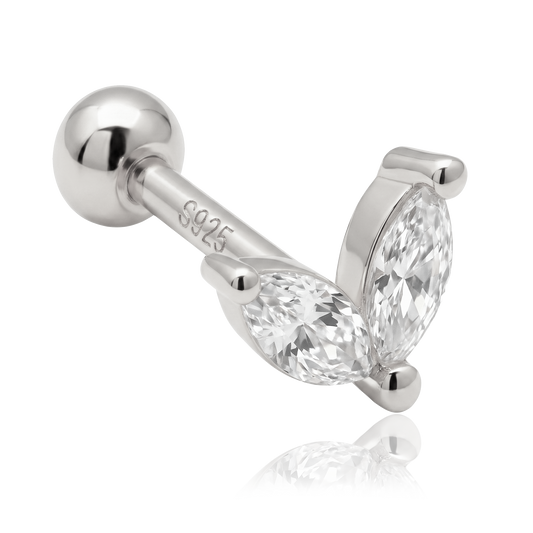 Pendiente Blossom Blanco Plata