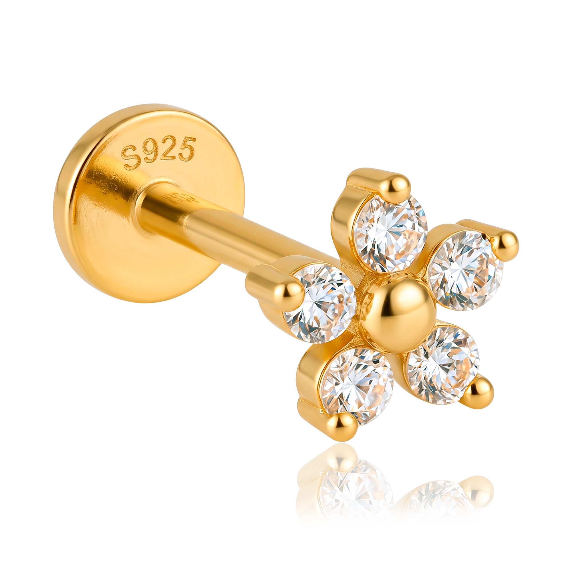 Pendiente White Daisy Oro