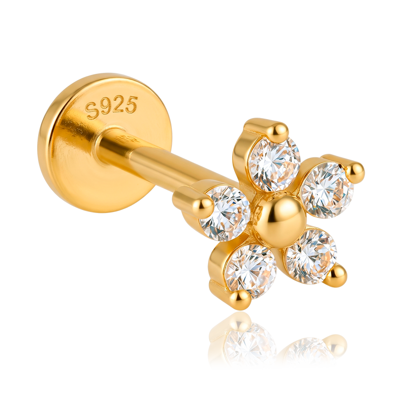 Pendiente White Daisy Oro