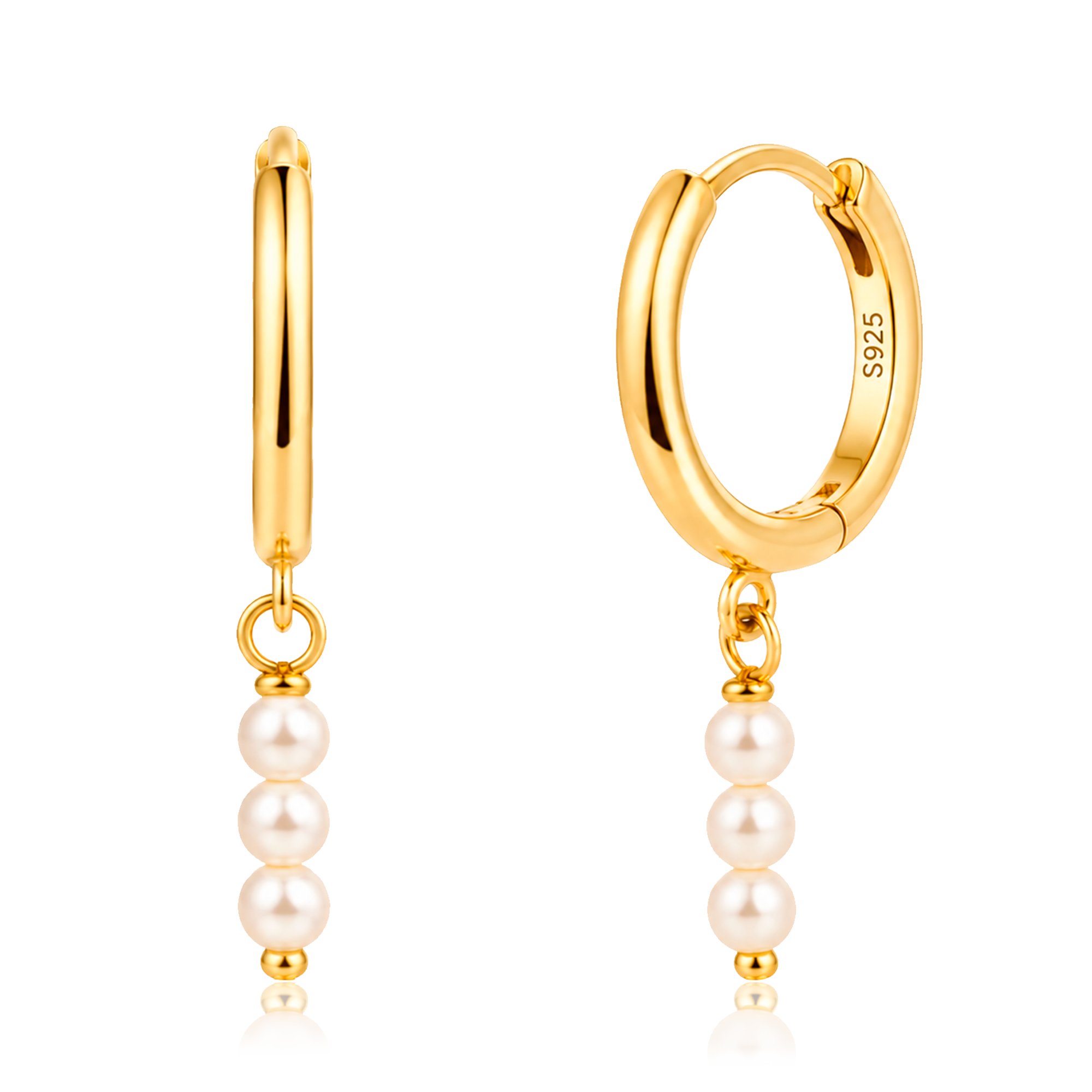 Aros Triple Perla Oro