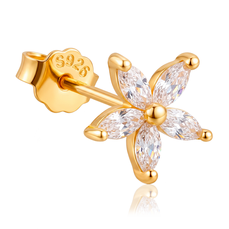 Pendiente Flor Blanca Oro