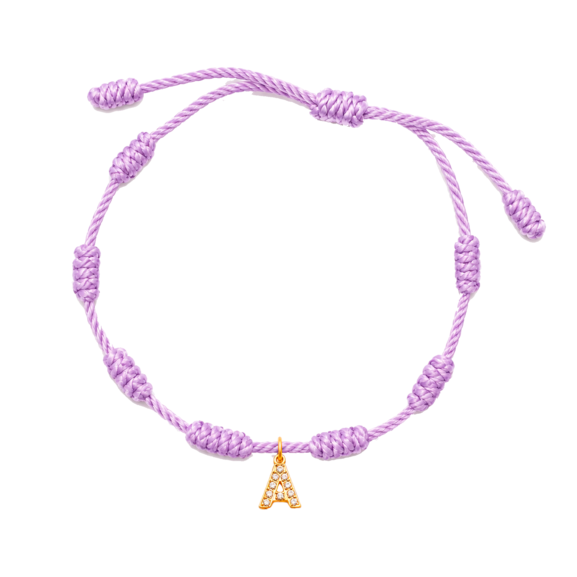 Pulsera 7 Nudos Lila Inicial Brillante