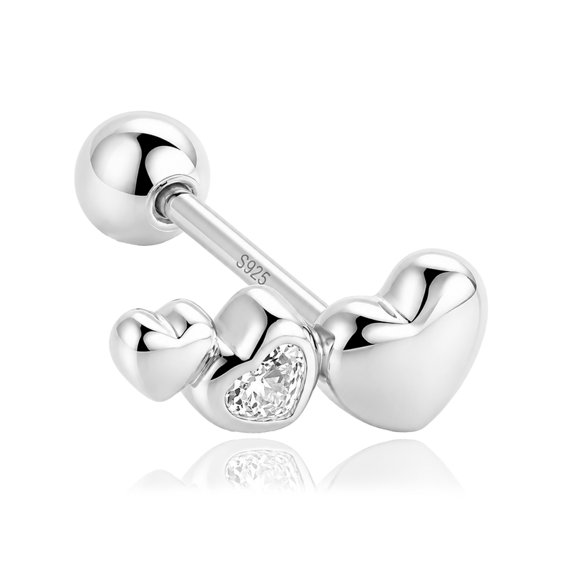 Orecchino Mini Cuori Argento