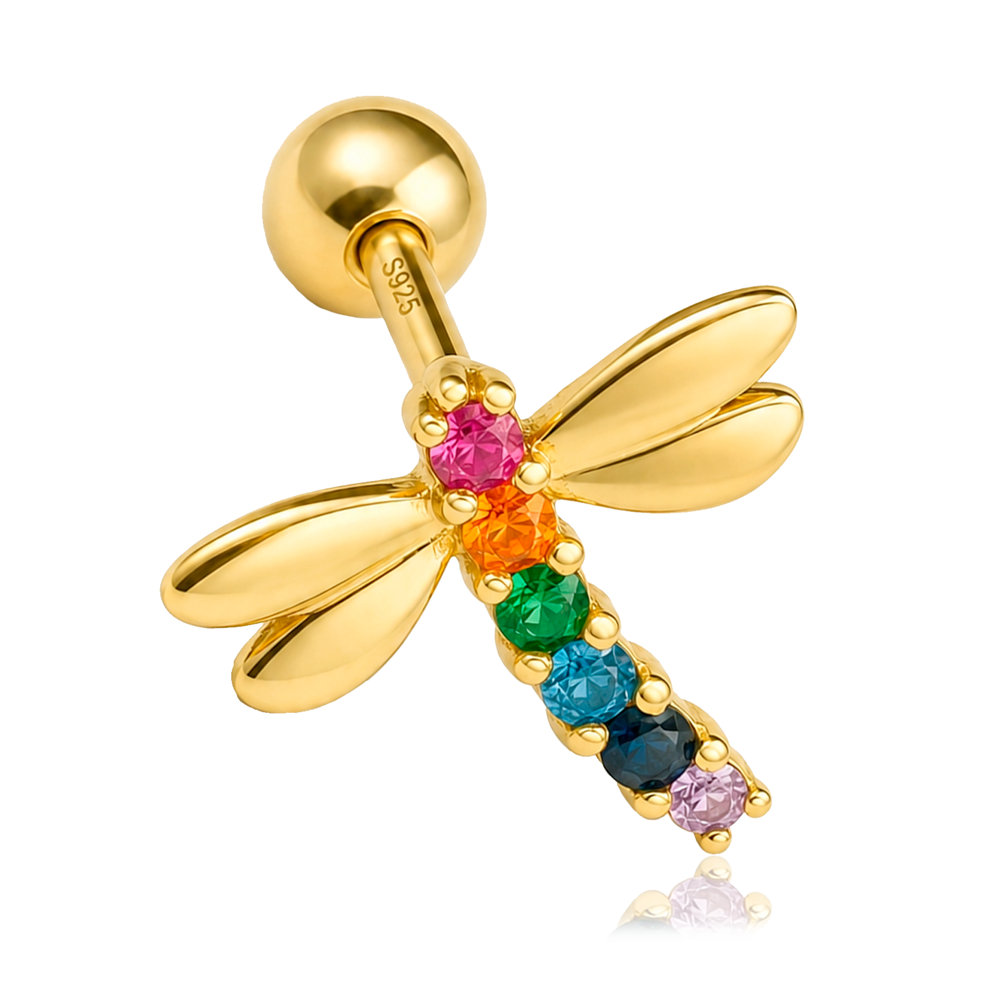 Pendiente Colorful Libélula Oro