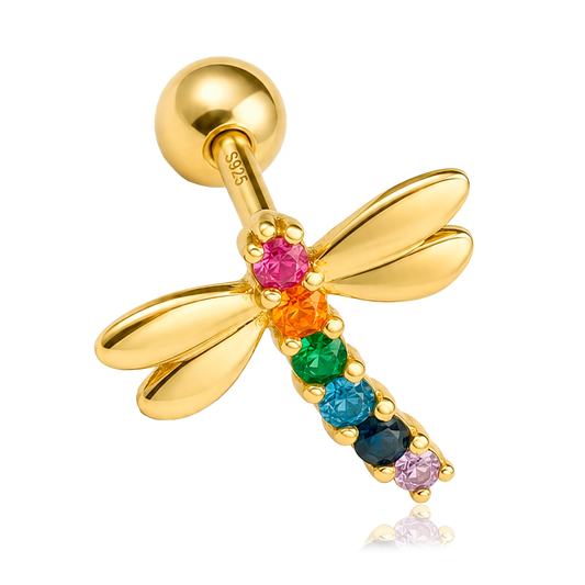 Orecchino Colorato Libellula Oro