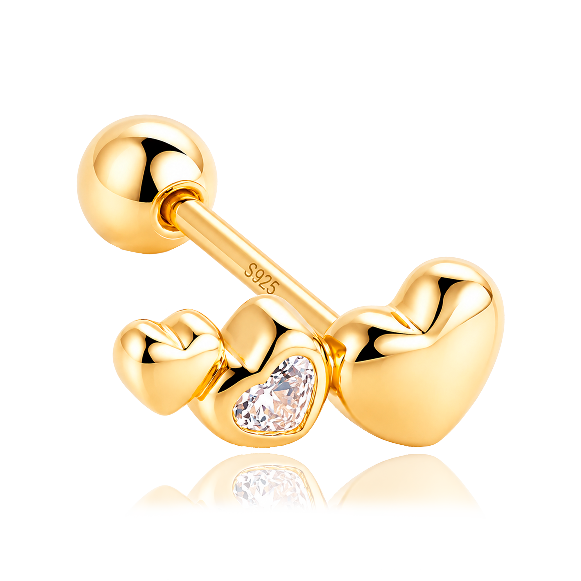 Pendiente Mini Corazones Oro