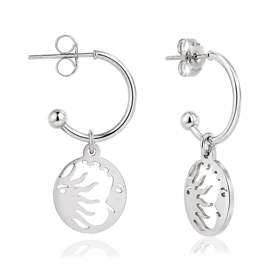 Aros Charm Sol y Luna Plata
