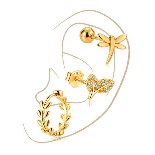Set Golden Forest · Plata de ley bañada en oro 18k
