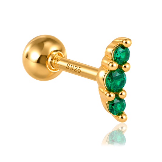 Pendiente Triple Green Oro