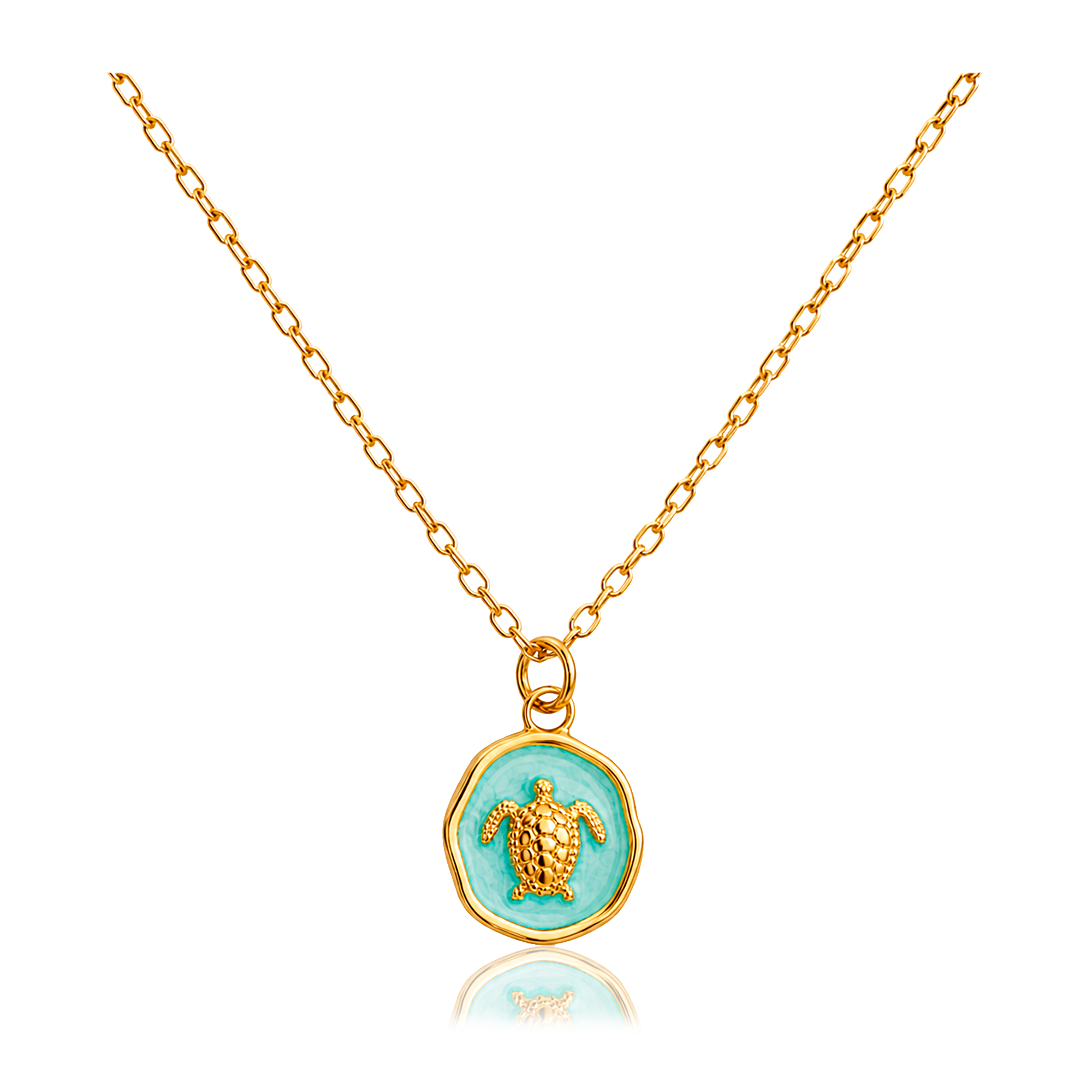 Collar Turquesa Sea Turtle Oro