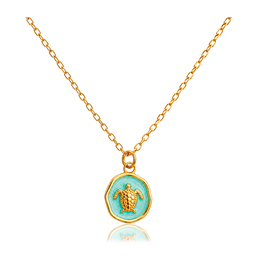 Collar Turquesa Sea Turtle Oro