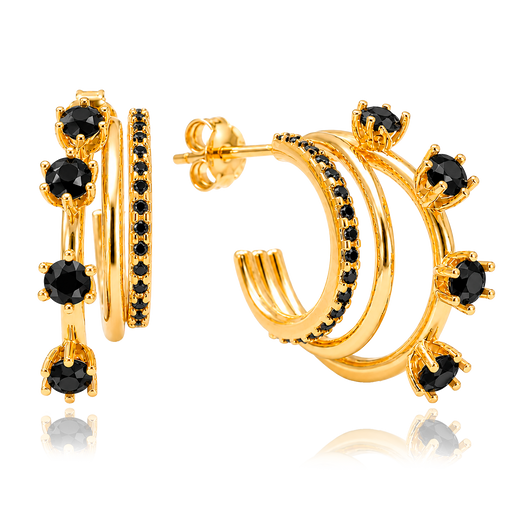 Aros Triple Aura Black Oro