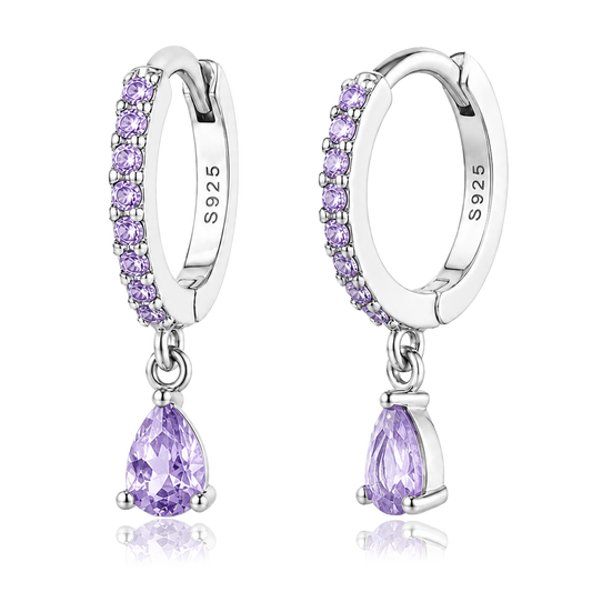 Ayla Lilac Silver Hoops
