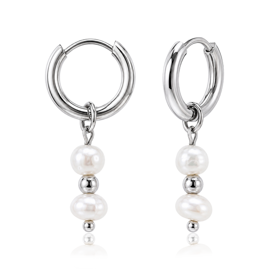 Aros Small Basic Perla Natural Plata