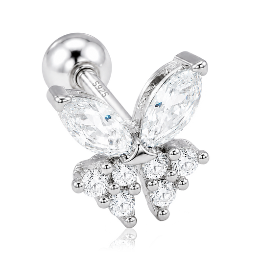 Pendiente Mariposa Blanco Plata