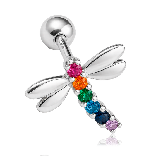 Pendiente Colorful Libélula Plata