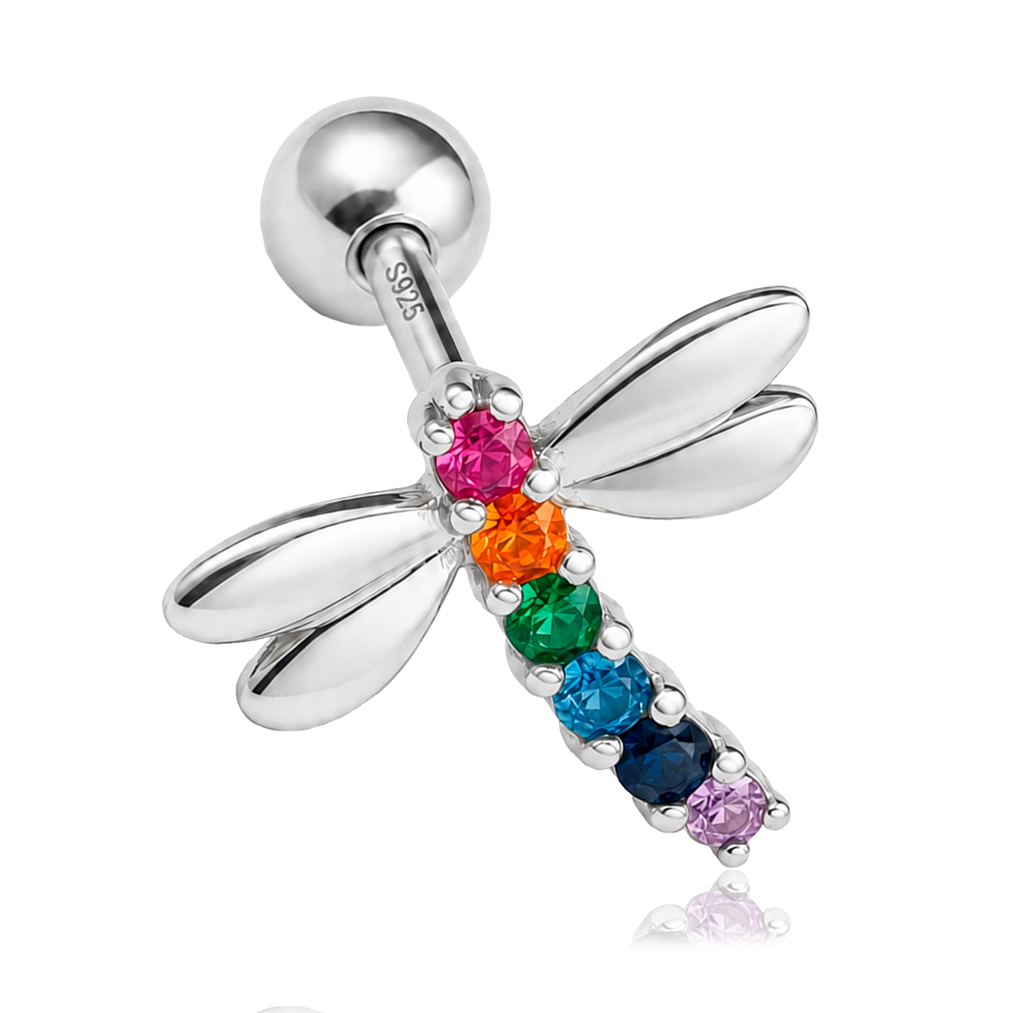 Pendiente Colorful Libélula Plata