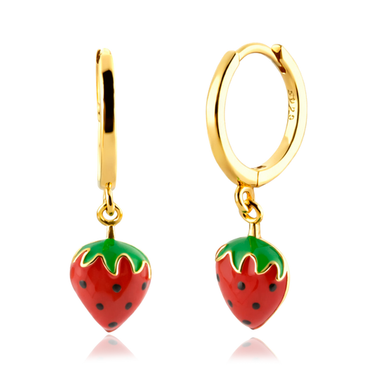 Gold Strawberry Earrings 