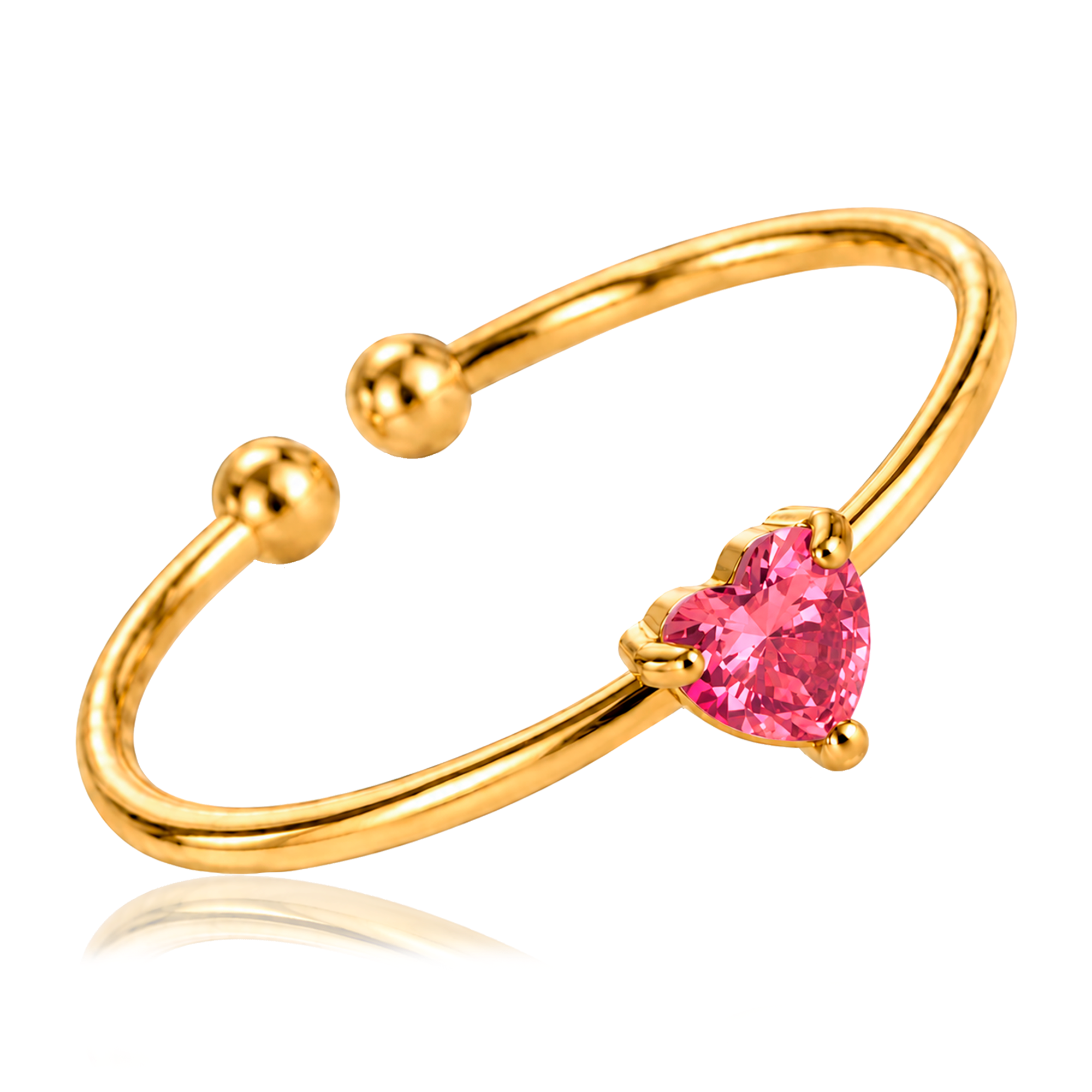Anillo Mini Corazón Fucsia Oro