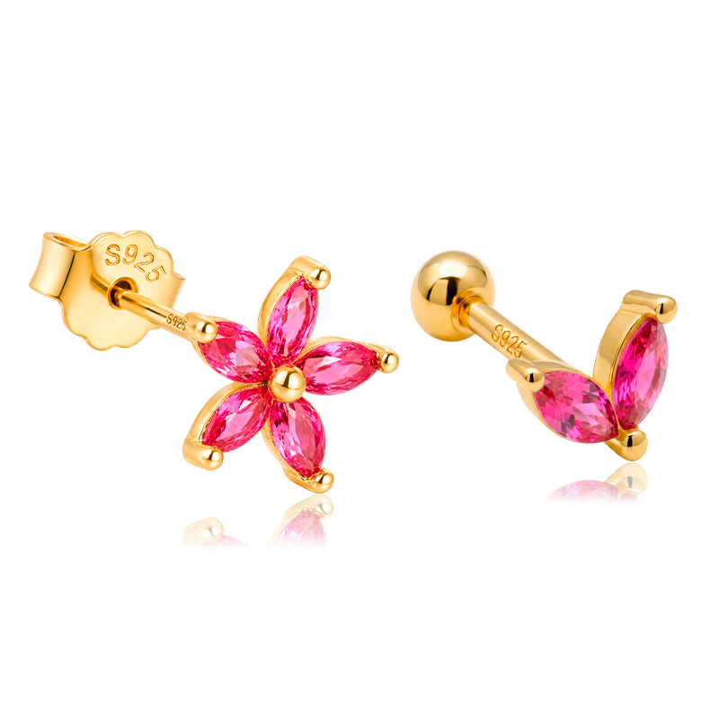 Set Fucsia Flowers Oro